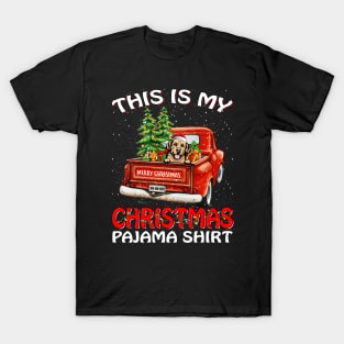 This Is My Christmas Pajama Shirt Golden Retriever Truck Tree T-Shirt